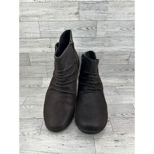 Clarks Cloudsteppers Brown Ruched Side Zip Ankle Boots Womens 9.5 M 261224404070